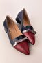 Genuine Leather Bow Detailed Low Heel Shoes Ast.8429 Laci Combination - 5