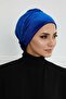 Rose Detailed Velvet Bonnet, B-53K, Cobalt Blue - 5