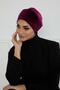 Rose Detailed Velvet Bonnet, B-53K, Purple - 3