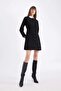 D2874 Crepe Long Sleeve Mini Dress - 4