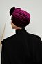Velvet Bonnet with Bow, B-27K, Purple - 6