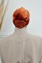 Rose Detailed Velvet Bonnet, B-53K, Tile - 5