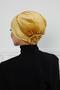 Rose Detailed Velvet Bonnet, B-53K, Mustard - 4