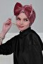 Velvet Bonnet with Giant Bow, B-11K, Dusty Rose - 4