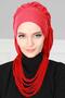 Flowy Combed Cotton Bonnet, B-25, Red