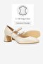 Women's Beige Patent Leather Genuine Leather Number 35-41 Double Strap Heel Shoes - 4