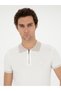 White Slim Fit Zippered Polo Neck Knitwear T-Shirt 50285434-Vr013 - 2