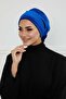 Rose Detailed Velvet Bonnet, B-53K, Cobalt Blue - 2