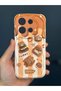 Redmi Note 13 4g Case Designed with Patterned Camera Protection Teddy Bear Biscuit Color Coffee Silicone Cover