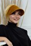 Velvet Hat with Visor, B-73K, Mustard - 3