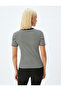 V-Neck T-Shirt Buttoned Short Sleeve Color Contrast Slim Fit - 4