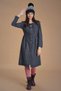 Ribbed Neck Lace Long Sleeve Gray Dress - 8