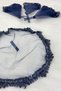 Navy Blue Bride Groom Halay Handkerchief, Glass Beads and Pearls, Henna Night Bride Wedding Bridesmaid Promise Engagement - 4