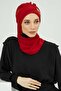 Design Chiffon Ready-To-Wear Turban with Gold Accessories, Ht-28, Ht-28, Red - 3