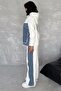Women's White Denim-Detail Hooded Top and Bottom Set - 7