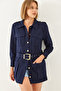 Women's Navy Blue Casual Cargo Jacket Mbms020 60501020 - 2
