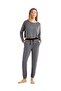 Women's Long Sleeve Gray Viscous Pajamas Set C8T7N4O06