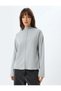 Textured Stand Collar Long Sleeve Sweater - 3