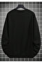 California Printed Crew Neck Black Oversize Sweatshirt - 3