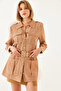 Women's Light Brown Casual Cargo Jacket Mbms020 60501020 - 2