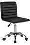 Black Leather Swivel Office Chair, Adjustable Height, 360° Wheels, PU Leather, 250 lbs Cap