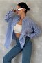 Women's Blue Striped 100% Cotton Oversize Shirt (Buy Size 1 Small) - 5
