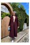 Burgundy Wool Blended Casual Cashmere Coat - 2