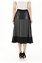 Women's Faux Leather Detailed Flared 3D Look Midi Skirt - 3