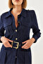 Women's Navy Blue Casual Cargo Jacket Mbms020 60501020 - 5