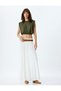Crew Neck Crop Tank Top - Viscose, Elastic Waist - 2