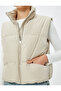 Stand Collar Puffer Vest with Zippered Pockets - 5