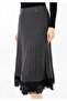 Lace Detailed Pleated Midi Skirt - 4
