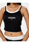 Strappy Double Collar Top Crop Printed Ribbed Cotton Skinny Fit - 5