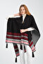 Ethnic Patterned Poncho, Fisherman Stitch Button Detailed Poncho, Outerwear Poncho, Knitwear Stylish Poncho - 8