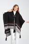 Ethnic Patterned Poncho, Fisherman Stitch Button Detailed Poncho, Outerwear Poncho, Knitwear Stylish Poncho - 5