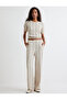 Wide Leg Trousers with Pockets, Textured Standard Waist - 2