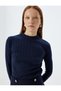 Long Sleeve Textured Slim Fit Stand Collar Knitwear Sweater