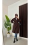 Oversize Cut Bathrobe Type Stamped Women's Coat with Gathered Sleeves and Mobile Belt - 2