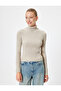 Basic Long Sleeve Ribbed Knitwear High Top Sweater - 3