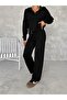Women's Black Zippered Hooded Modal Tracksuit Set - 3