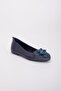 Genuine Leather Flowery Navy Blue Shoes