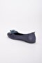 Genuine Leather Flowery Navy Blue Shoes - 3