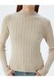 Long Sleeve Textured Slim Fit Stand Collar Knitwear Sweater - 5