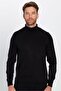 Men's Slim Fit Slim Fit Soft Texture Non-Pilling Black Full Turtleneck Knitwear Sweater - 3