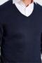 Men's Slim Fit Slim Fit Soft Textured Non-Pilling Navy Blue V-Neck Knitwear Sweater - 4