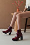 Greslyrra Women's High Heeled Boots 0012515 Burgundy Patent Leather - 3