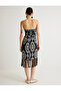X Melis Ağazat - Strapless Dress with Tassel Detail, Midi Length, Ethnic Pattern, Slim Fit - 4