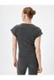 Crew Neck Slim Fit Textured Cap Sleeve T-Shirt - 4