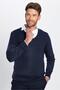 Men's Slim Fit Slim Fit Soft Textured Non-Pilling Navy Blue V-Neck Knitwear Sweater - 2