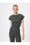 Crew Neck Slim Fit Textured Cap Sleeve T-Shirt - 3